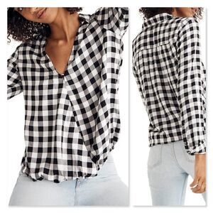Madwell Wrap Front Shirt in Buffalo Check sz Med